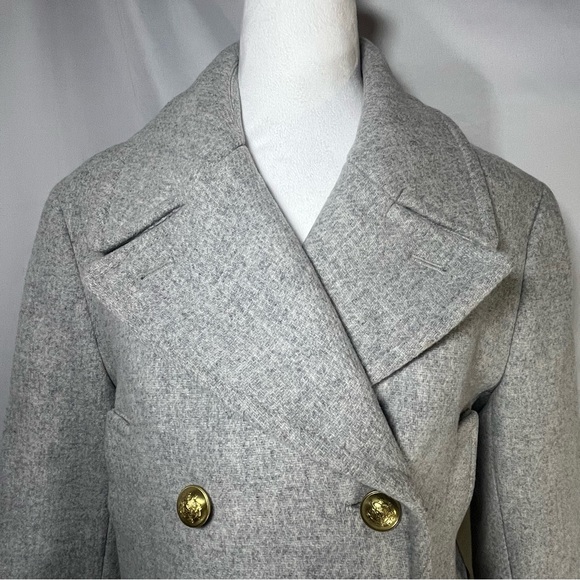 J. Crew Double Breasted Stadium Cloth by Nello Gori Pea Coat Light Gray Size 14 - Picture 2 of 11